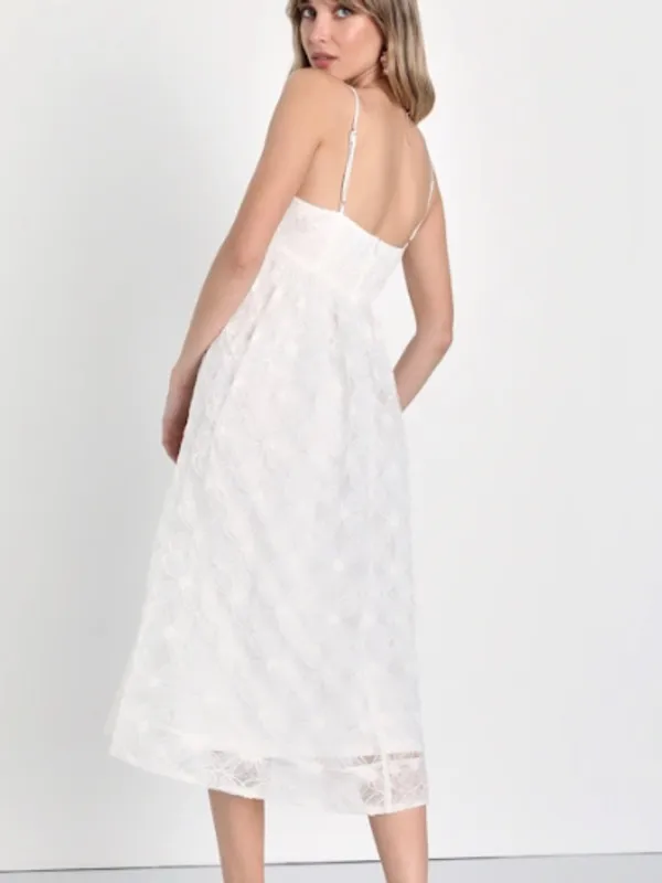 LULU's Chic Bridal Shower Reception Elegant Bustier Floral Wedding Midi Dress - Image 3