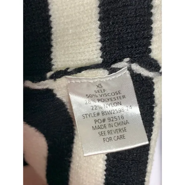 Altar’d State Sweater Womens XS Ivory Black Stripe Collared Coastal Preppy Knit - Image 12