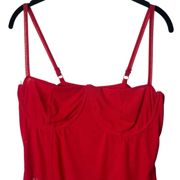 Good American Corset Demi Mesh Thong Bodysuit Grenadine Feminine Dainty 2XL - Image 3