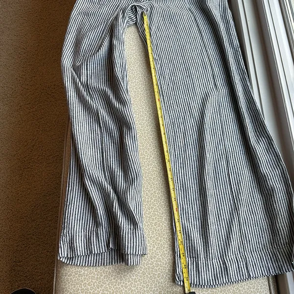 A New Day- Navy & White Striped Linen Wide Leg Pants with pockets size S - Image 10