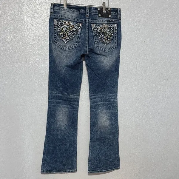 Miss Me Size 31 Signature Bootcut Jeans Y2K Embellished Bling Distressed Denim - Image 9