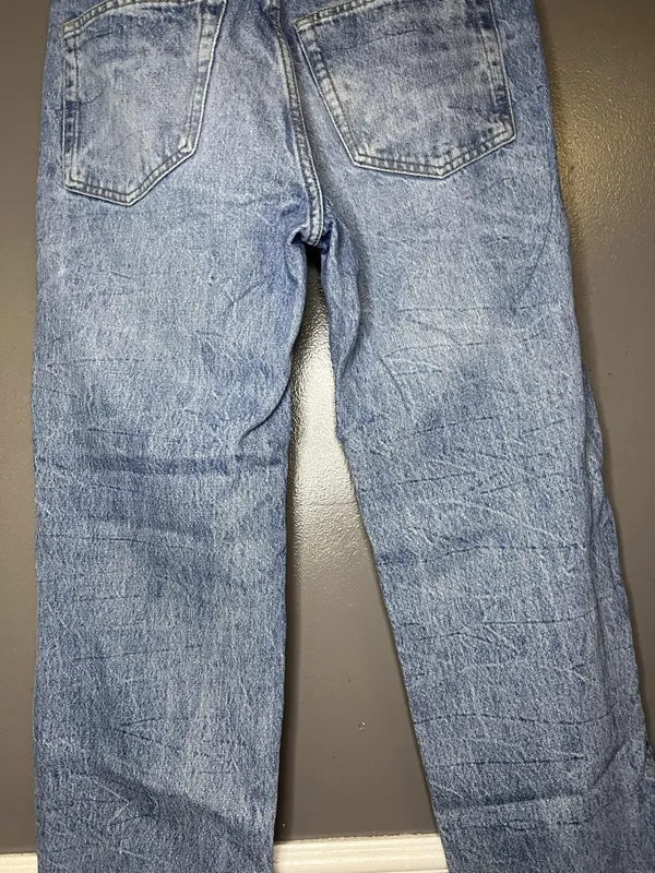 Zara Jeans Womens 6 Blue Acid Wash High Rise Relaxed Straight Button Fly Denim - Image 7