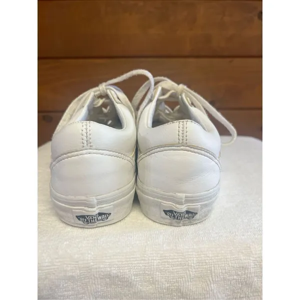 Vans Unisex Off The Wall 751505 White Leather Lace Up Sneaker Shoes Size 7 Woman - Image 3