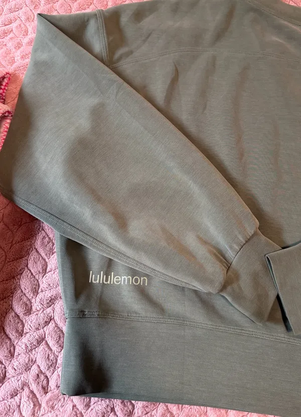 Lululemon Grey Sage Perfectly Oversized Cropped Crewneck Sweatshirt *Softstreme - Image 5