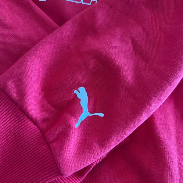 Red Ferrari hoodie with yellow shield logo featuring black horse and 'SF' text #racing #automotive - Image 3