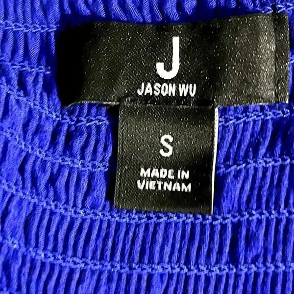 J. Jason Wu Regular Flowy Knit Royal Blue MIDI with Shirred Hem Detail- Small - Image 9