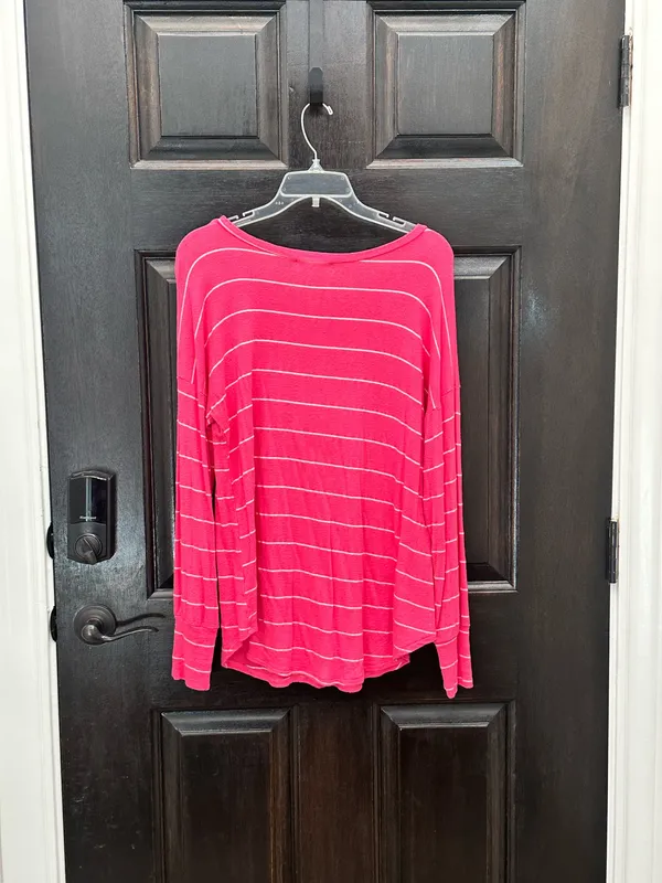 Women’s Pink Striped Long Sleeve Top L - Image 2