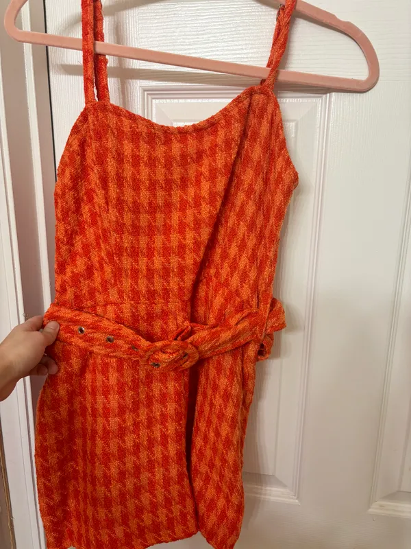 Orange Tweed Romper - Image 2
