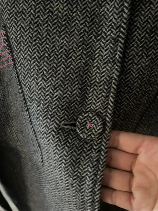 GUESS Gray Tweed Trench Coat with Pink Trim - Image 3