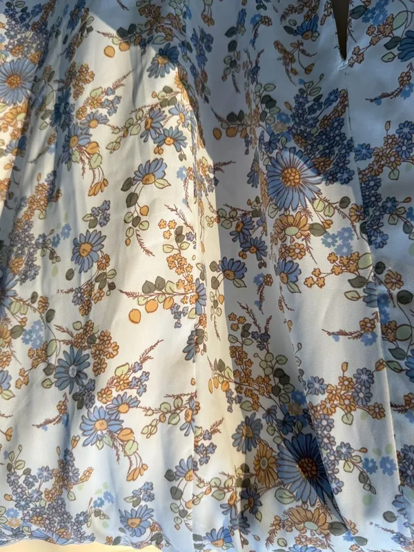 Abercrombie & Fitch Blue and Yellow Floral Halter Midi Dress Size L - Image 3