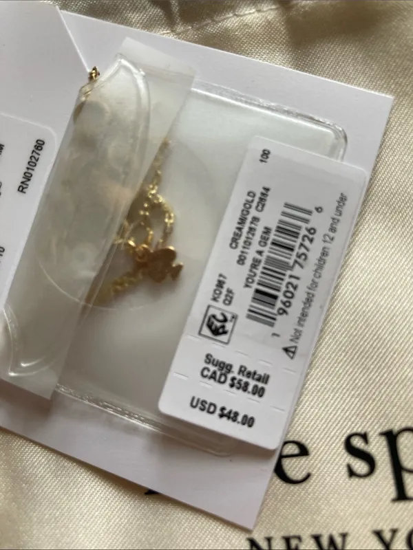 NEW kate spade Gold Flower Pendant Necklace Cubic Circonia with Cream Pouch NWT - Image 5
