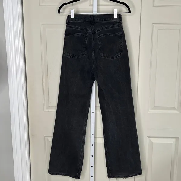 Reformation High Rise Wide Leg Jeans Washed Grey Black Size 24 A31 - Image 8