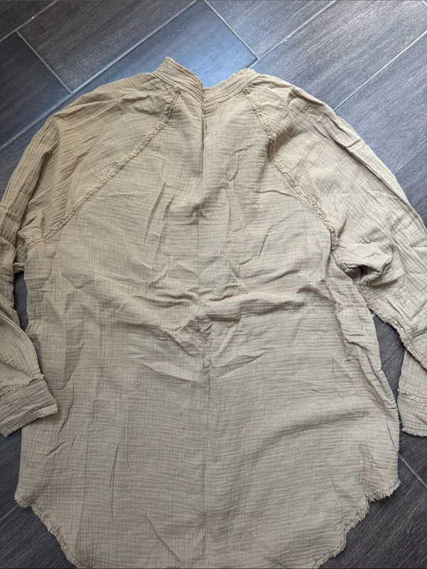 Aerie Casual Long-Sleeve Shirt - Tan - Image 5