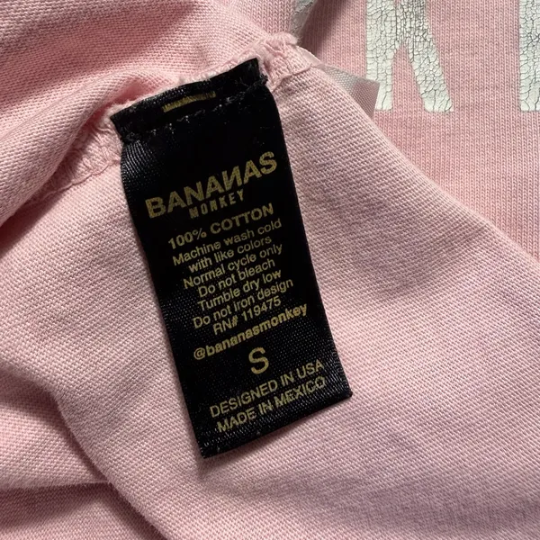 Bananas Monkey Graphic T Shirt Womens Small Pink Streetwear Tee Cotton - Image 6