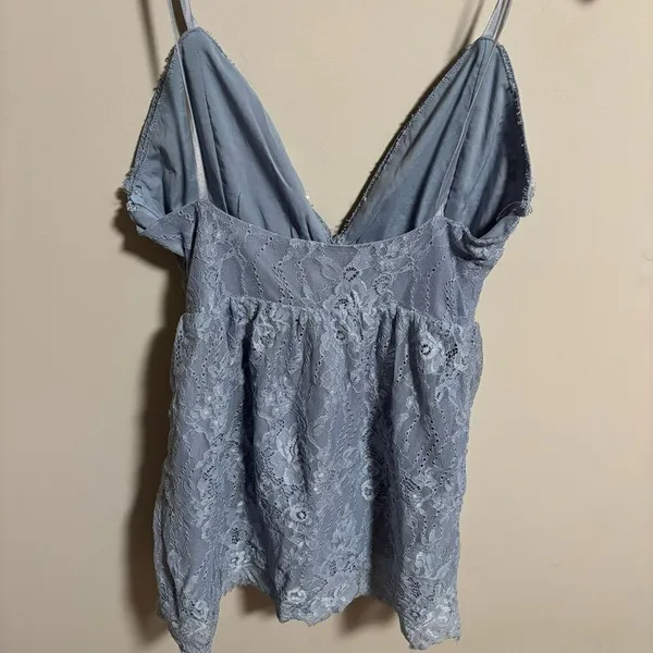 NWOT Superdown x Revolve Mandy Lace Flare Dress in Dusty Blue- Size XS - Image 5