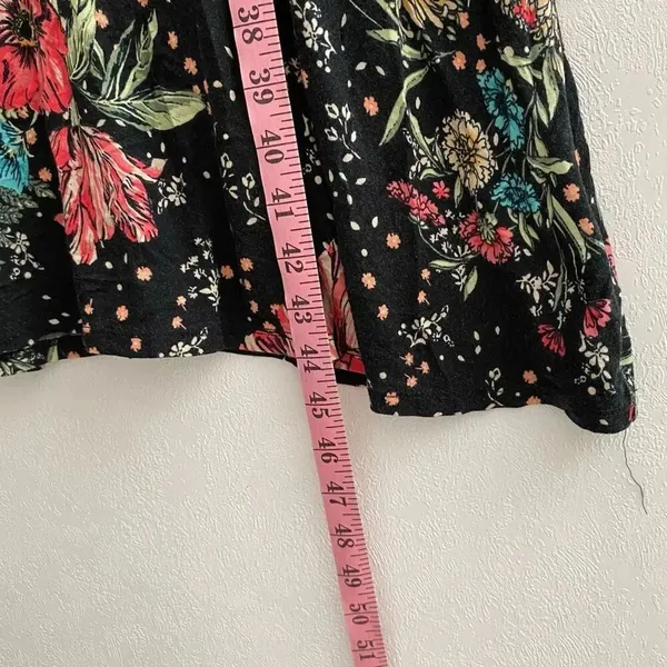 Maurices 24/7 Floral Midi Dress Medium Black Ruffle Strap Boho Cottagecore - Image 6