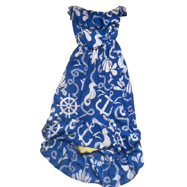 Lilly Pulitzer Dock Hopper Caldwell Dress Strapless Hi-Lo Nautical Summer Size S - Image 3