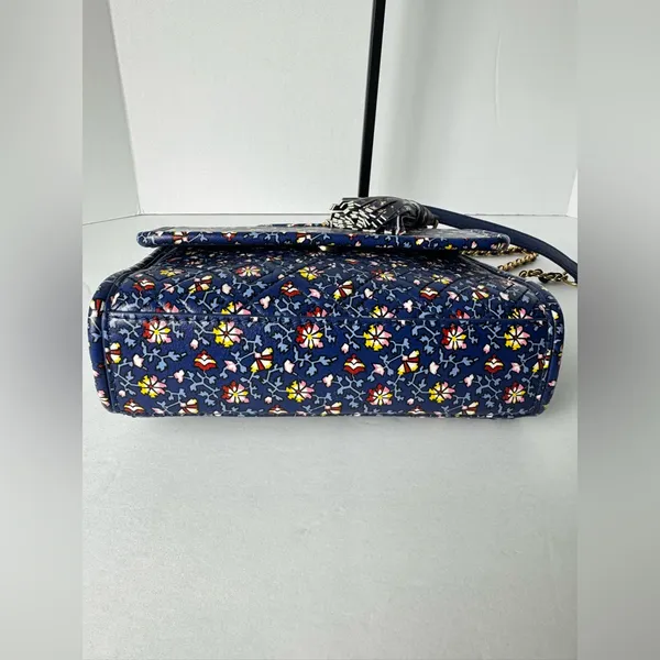 Tory Burch Fleming Printed Small Convertible Shoulder Bag Blue Wild Pansy - Image 10
