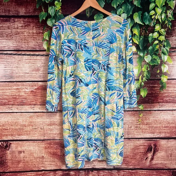 Lilly Pulitzer Devon Serenity Dress Medium Mini Tunic Tropical Hawaii Green Blue - Image 4