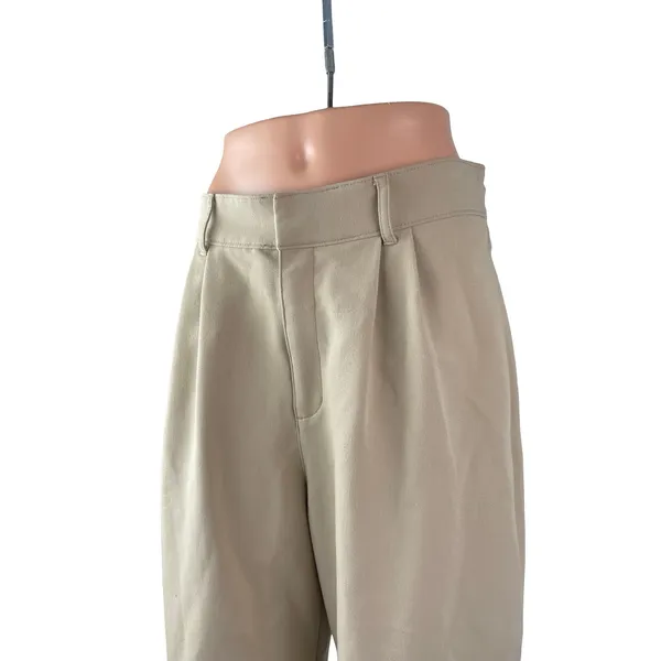 Abercrombie & Fitch Women's Beige Pleated High Rise Wide Leg Trousers Pants M - Image 3