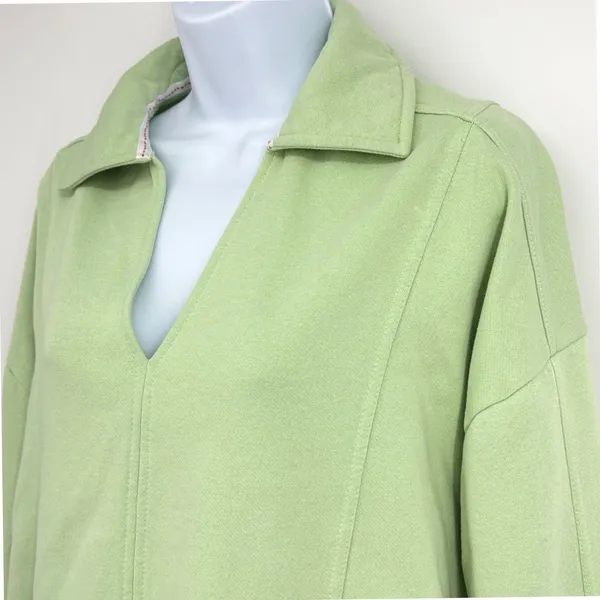 Pilcro Pullover Sweatshirt Women S Green V Neck Collar‎ Fleece Anthropologie - Image 4