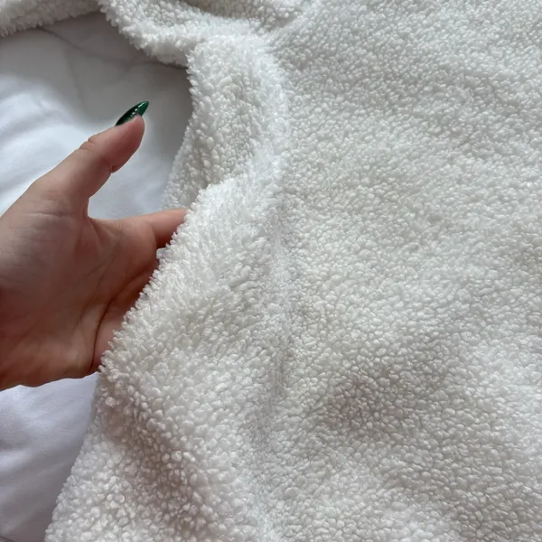 Womens Medium Sherpa‎ Jacket Sweater White Fleece 1/4 Zip Pullover Winter Fall - Image 5