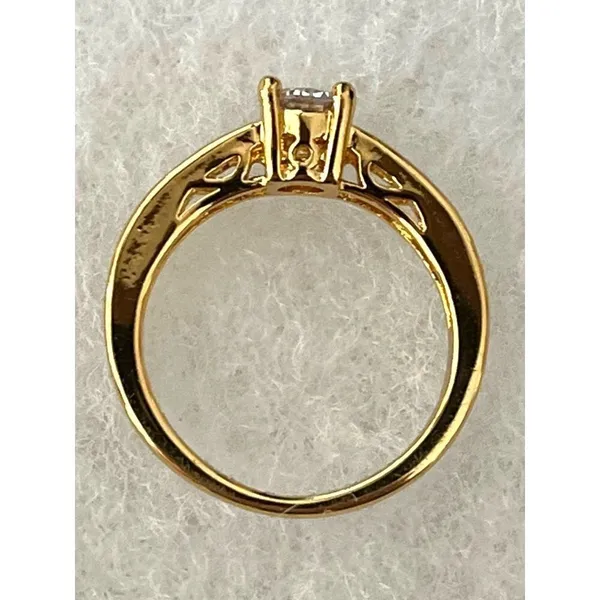 Classic Round High‎ Set CZ Ring Sz 6 Channel Set Accent Stones Pronged Gold Tone - Image 4