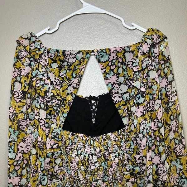 Free People Mabel Balloon Sleeve Floral Boho Blouse Women’s Size Medium - Image 9