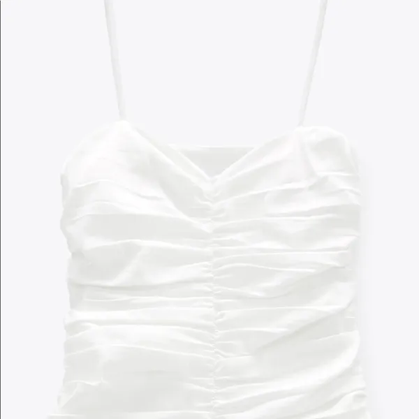 NWT ZARA Mini Dress W Draped Detail Vanilla White - Image 4
