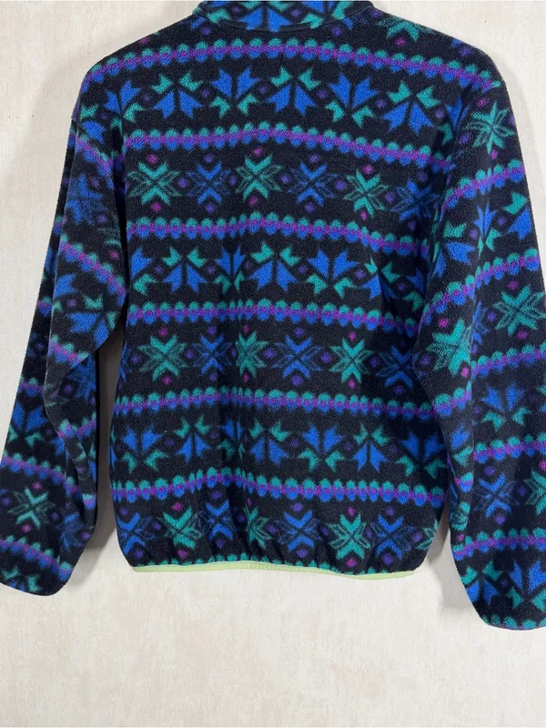 L.L. Bean Women’s Vintage 90s Southwest Aztec Navajo Fleece Pullover Snap-T M - Image 6