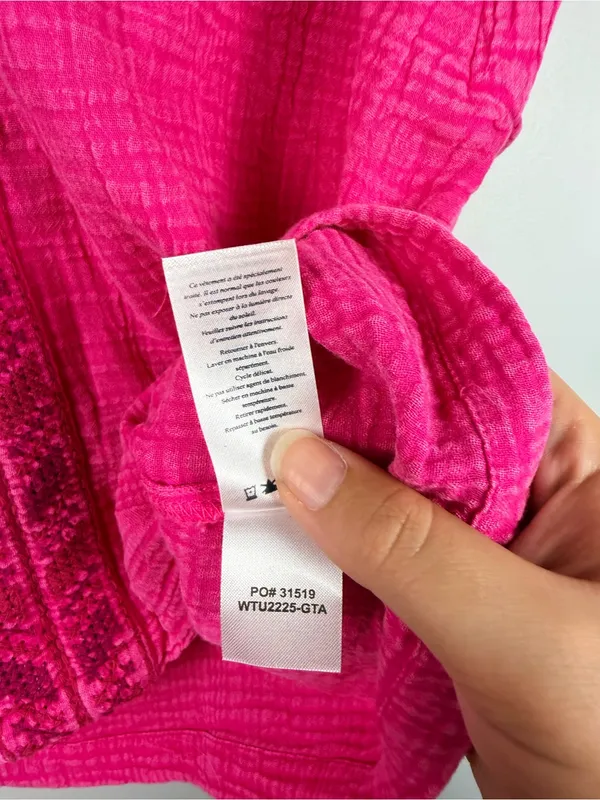 Faherty Dream Cotton Gauze Lucia Top in pink size large - Image 6