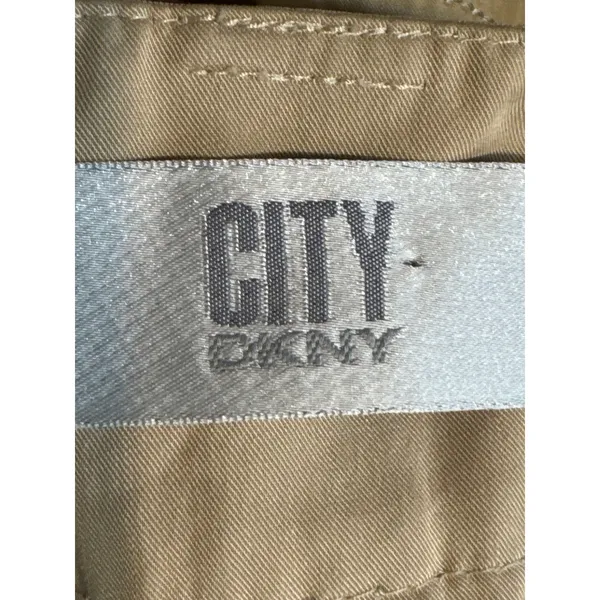 City DKNY Pants Size 8 Tan Khaki Straight Leg Y2K Unfinished Hem - Image 6