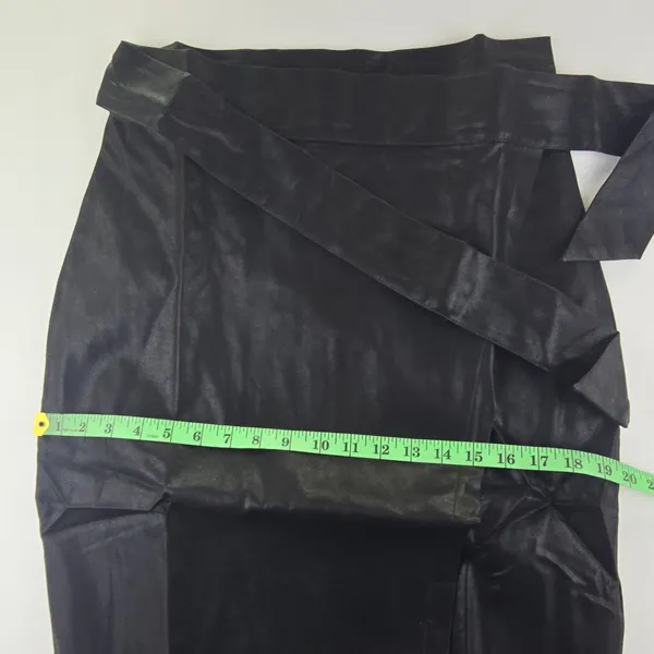 GRACIA‎ NWT Faux Leather Wrap Midi Skirt Black Tie Waist Pencil Skirt Size Large - Image 7