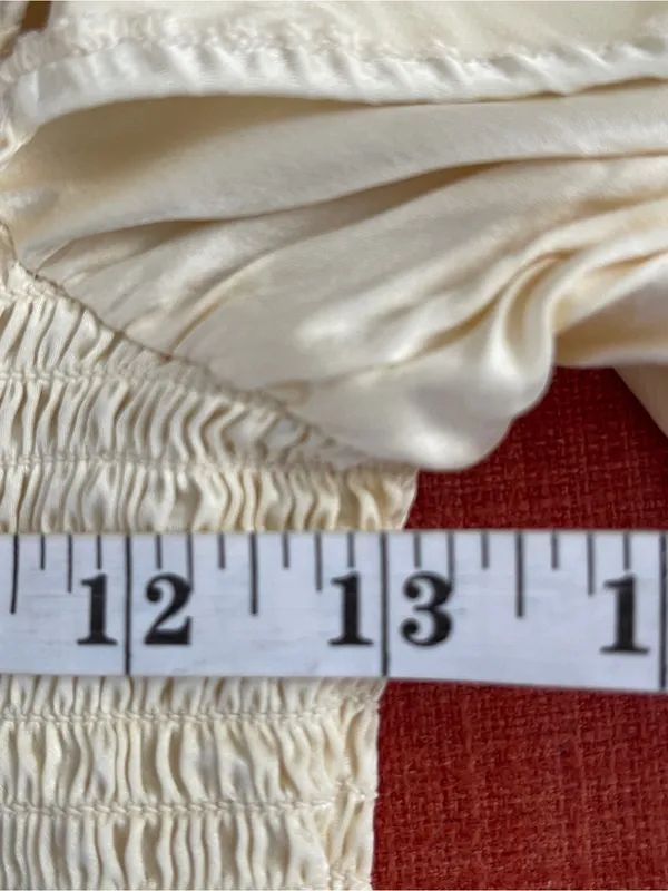 Reformation Chamomile top Smocked Square-Neck Satin puffed Sleeve romantic S - Image 7