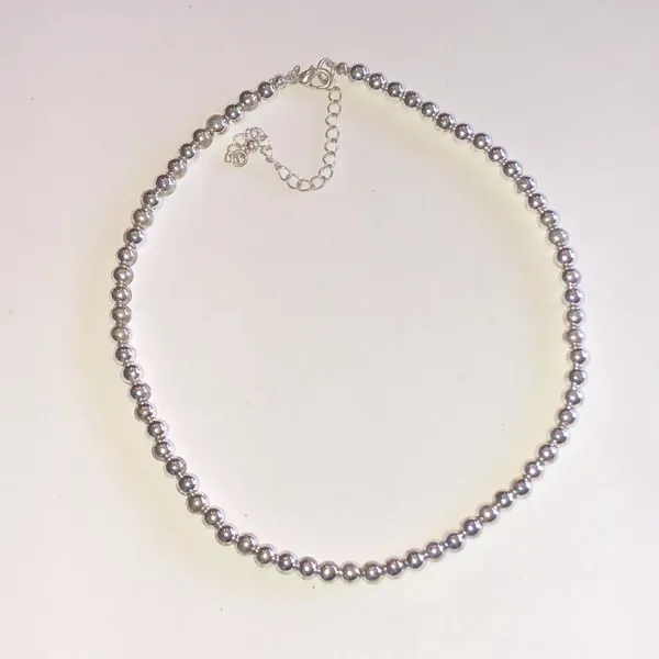 Classic Silver Tone Beaded Boho Necklace - Image 3