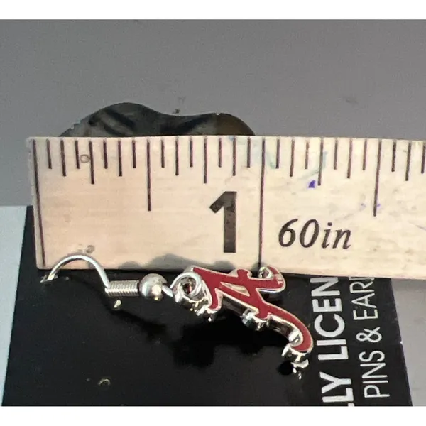 University Of Alabama Crimson Tide WinCraft Earrings Script Hook 1.25" New - Image 4
