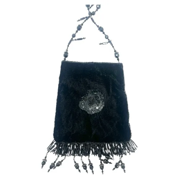 Todd Anthony Black Beaded Sequin Evening Bag‎ Vintage Flapper Purse - Image 6