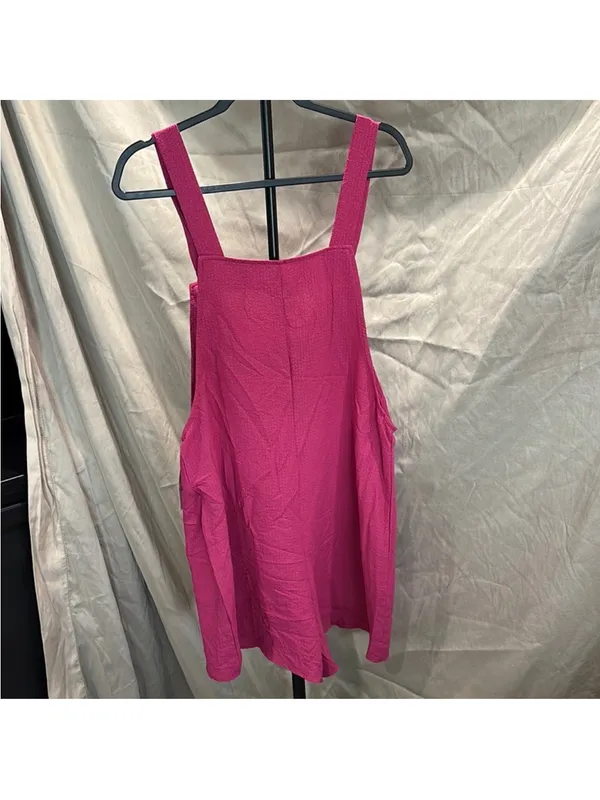 Sleeveless Bright Pink Romper with Front Pockets Size L - Image 3