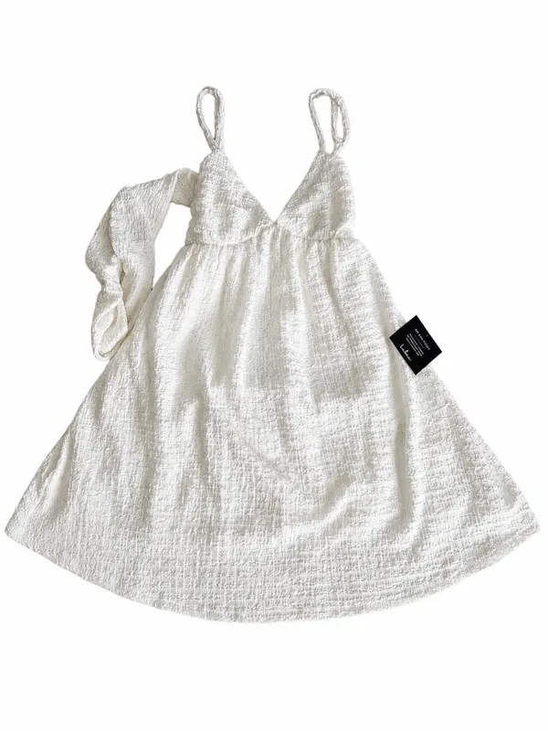 Lulus White Textured Tie-Back Mini Dress NWT - Image 3