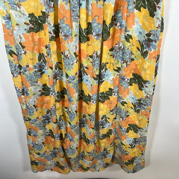 Abercrombie & Fitch Yellow Floral Button Front‎ Smocked Midi Dress Womens Medium - Image 10