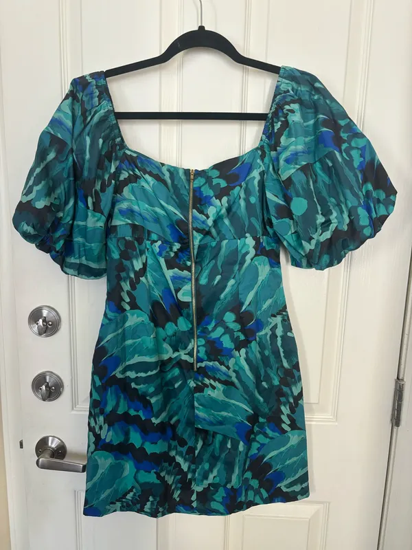 PROSPERINA HEDY BLUE MULTI ABSTRACT PRINT COTTON MINI DRESS - Image 3