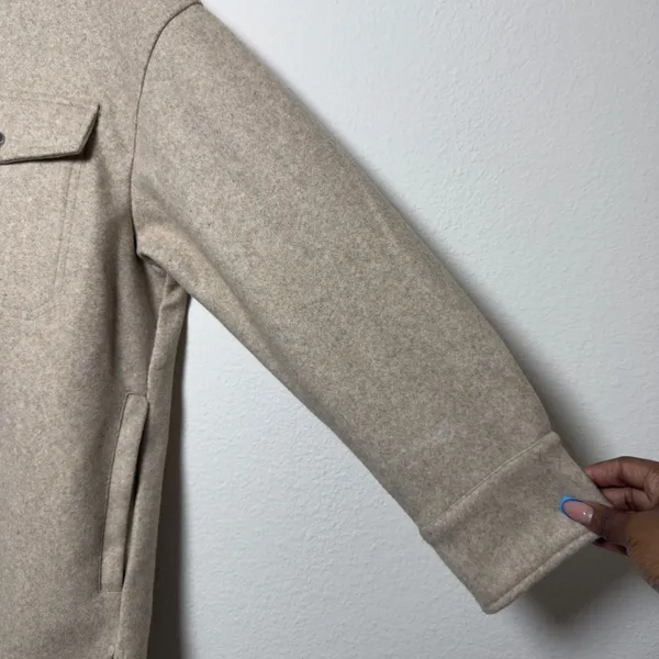 Zara Women Shacket Small Beige Oversized Snap Button‎ Front Cozy Winter - Image 2