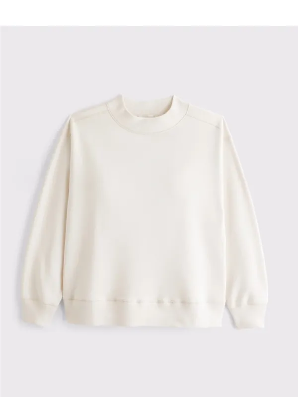 Women's Abercrombie Cream Relaxed Crewneck Sweatshirt - Image 5