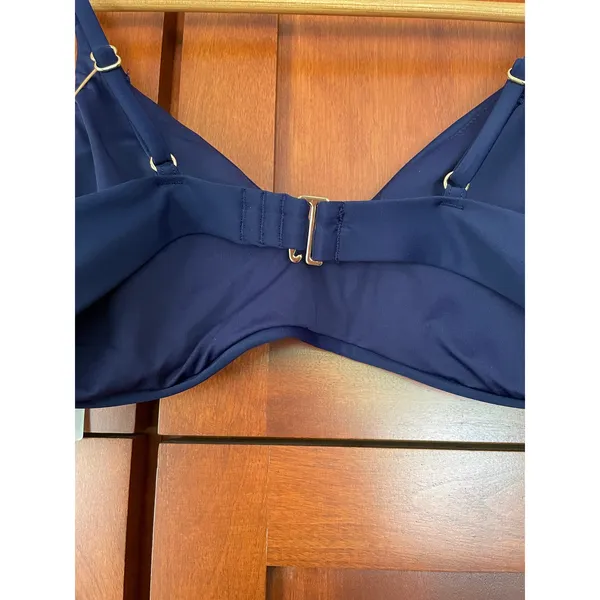 Quince Italian V-Neck Bikini Swim Top Deep Navy Blue Size Small NEW - Image 5