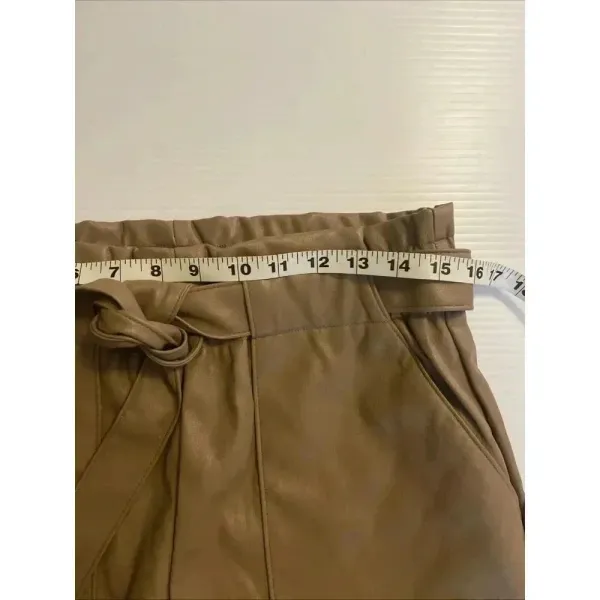 CI Sono Womens Skirt Size L Brown Mini‎ Faux Leather Short Belted - Image 9