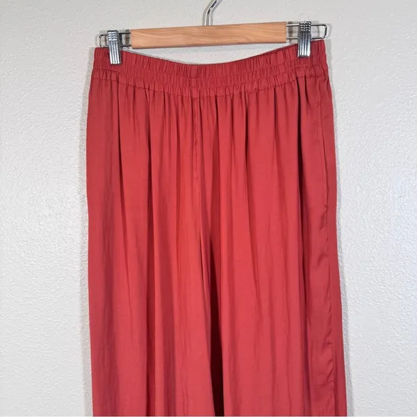 Zara Orange Satin Wide Leg Pull On Pants Womens S High Rise Casual Boho Fall - Image 12