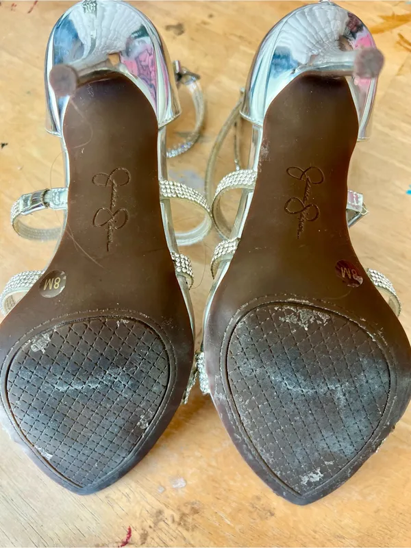 Jessica Simpson Silver Crystal-Strap Pointed Toe Heels - Image 2
