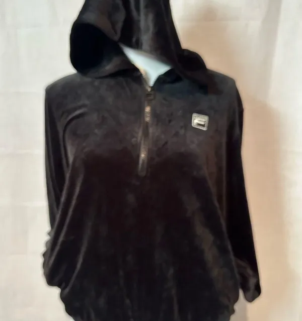 Fila Black Velour Women's Hoodie - Image 4