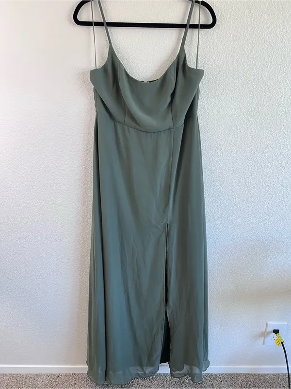 Birdy Grey Women's Amy Dress Spaghetti Strap Slit Chiffon Sean Glass Formal - Image 2