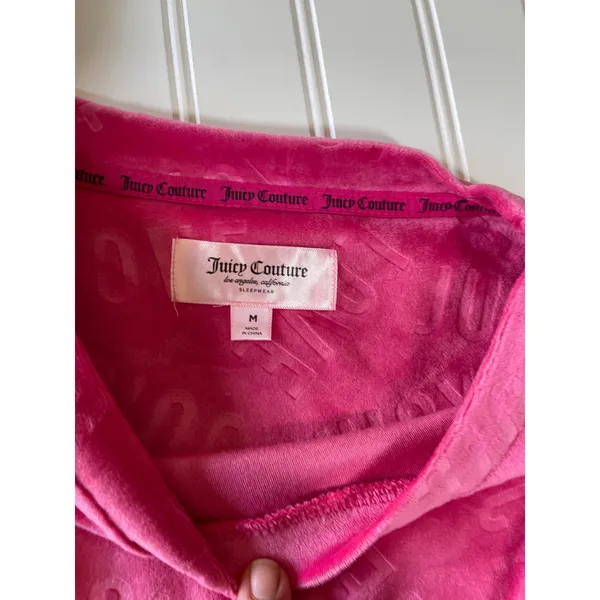 Juicy Couture Velour Pajama Set Fuchsia Pink Logo Y2K Lounge Set 3330-47 M - Image 4